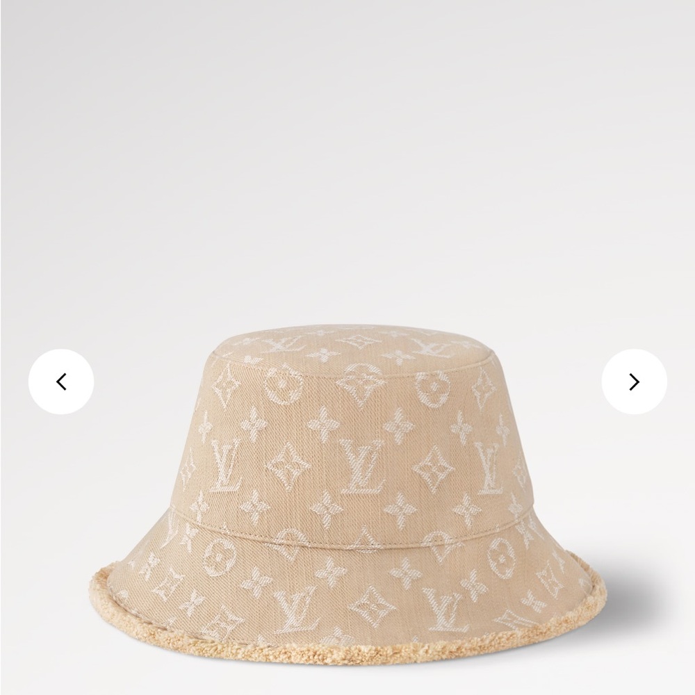 LV Louis Vuitton Beige Denim Bucket Hat